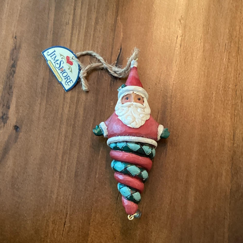 Jim Shore Spiral Santa Ornament - Red and Teal